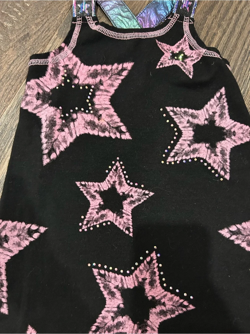 Baby Sara Black Dress with Pink Tie-Dye Stars- Sequin and Stud detailing Size 3T